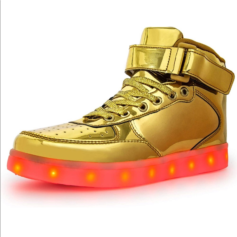 Gold LED Light Up High top Sneakers Unisex wi/ USB